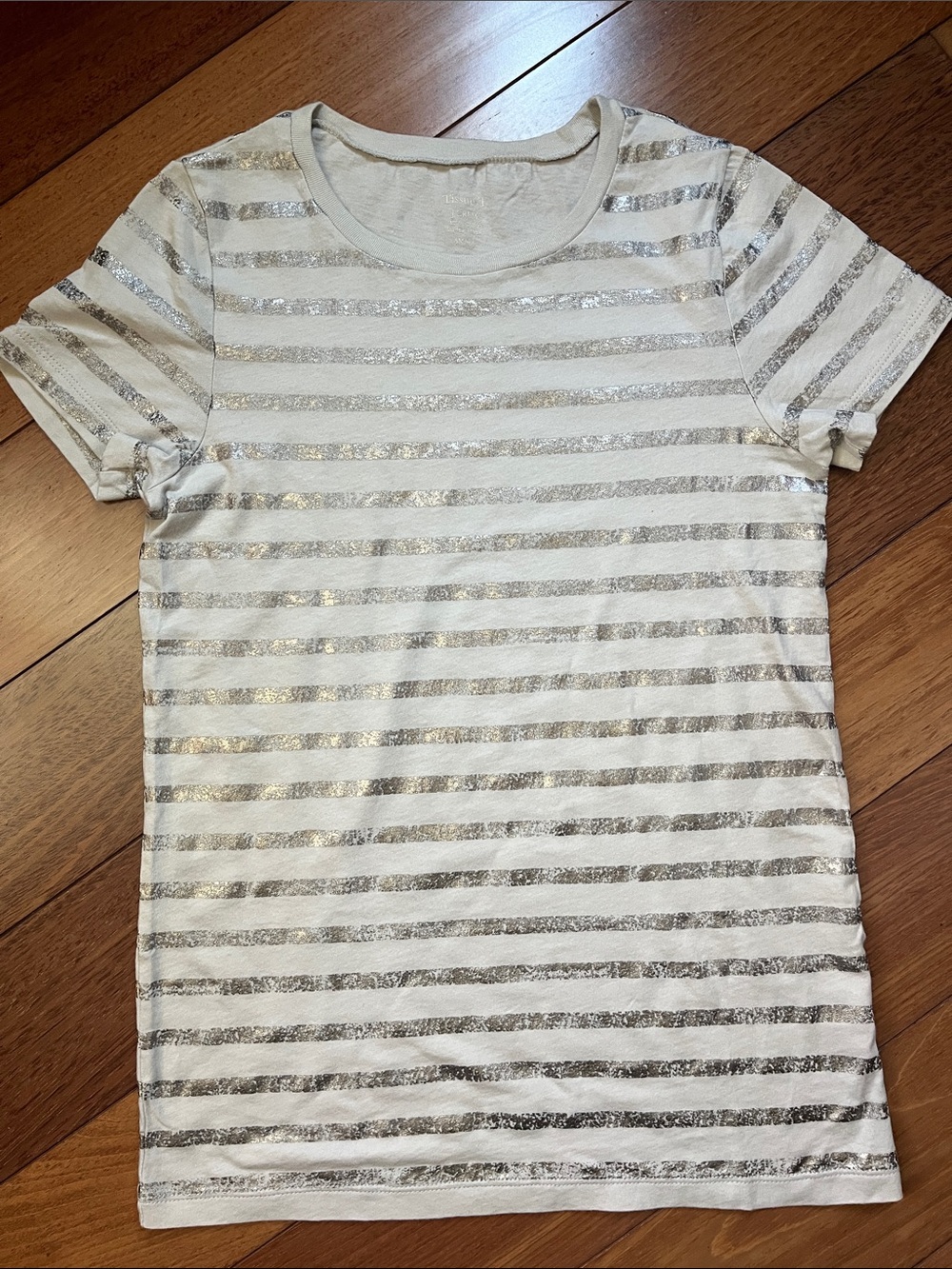 NWOT J. Crew Silver Striped Tissue Tee